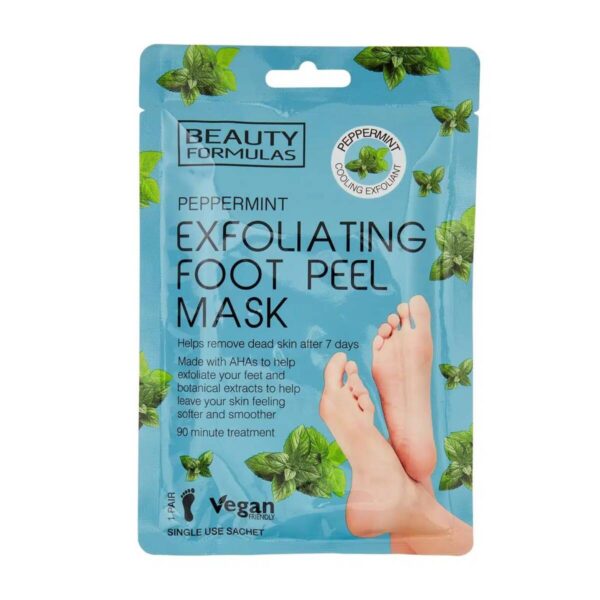 BEAUTY FORMULAS Foot Mask Złuszczająca Peelingująca Maska do stóp z miętą pieprzową - 1 para