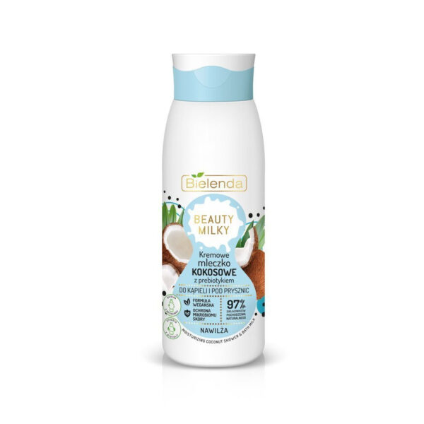 Bielenda Beauty Milky Kremowe Mleczko Kokosowe z prebiotykiem do kąpieli i pod prysznic – nawilża  400ml