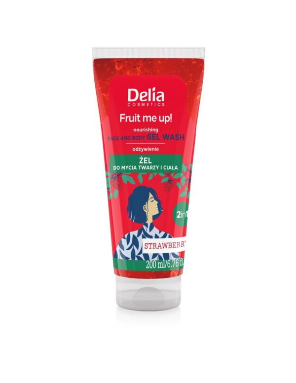 DELIA COSMETICS Fruit Me Up! Odżywczy Żel do mycia twarzy i ciała 2w1 - Truskawka  200ml