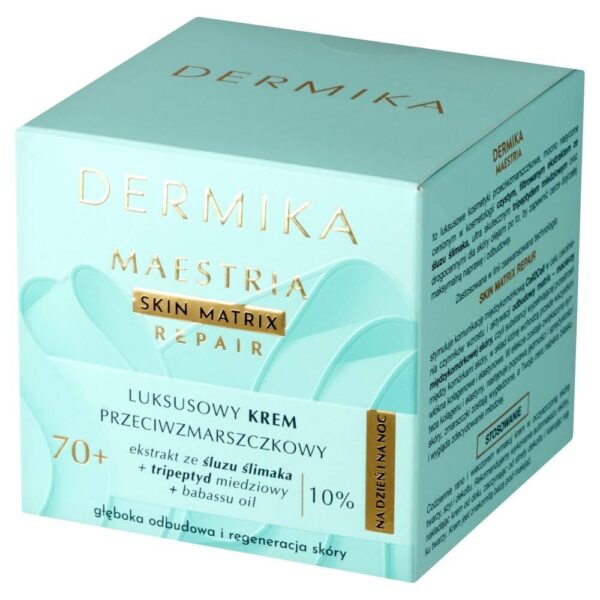 DERMIKA Maestria Skin Matrix Repair Luksusowy Krem przeciwzmarszczkowy 70+ z ekstraktem ze śluzu ślimaka (10%) na dzień i noc 50ml