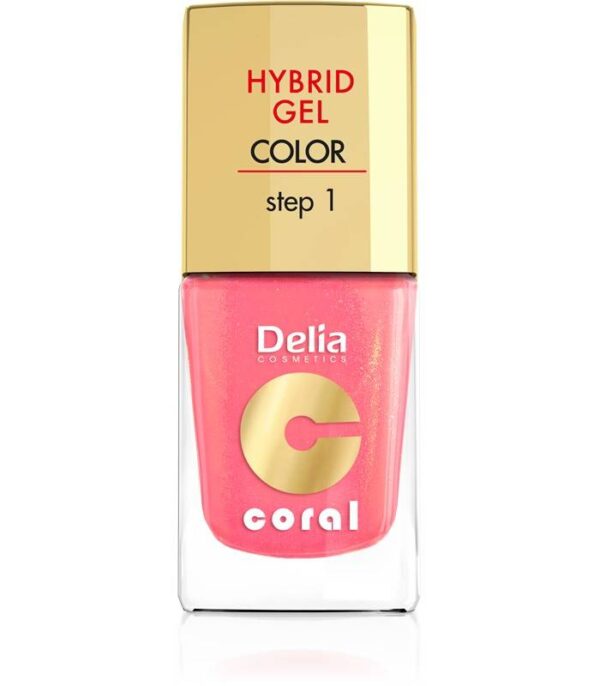 Delia Cosmetics Coral Hybrid Gel Emalia do paznokci nr 16 ciepły średni róż 11ml