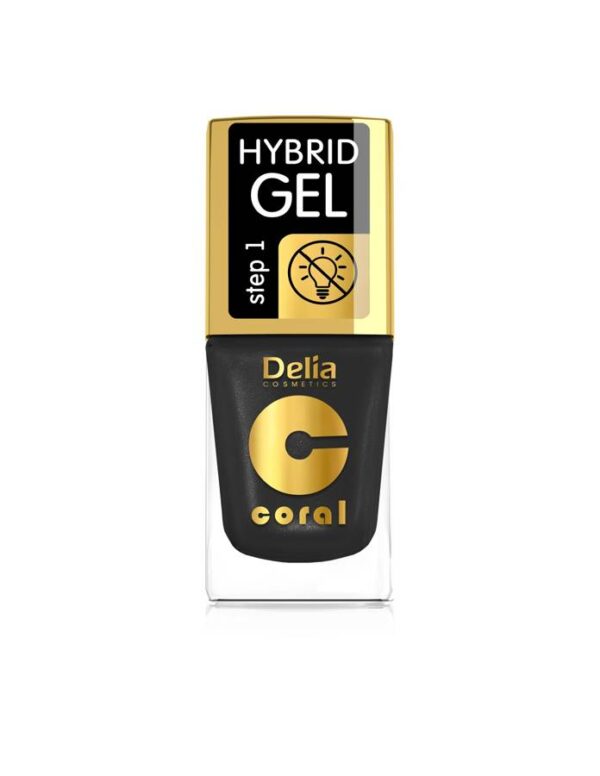 Delia Cosmetics Coral Hybrid Gel Emalia do paznokci nr 64 Złota Czerń  11ml