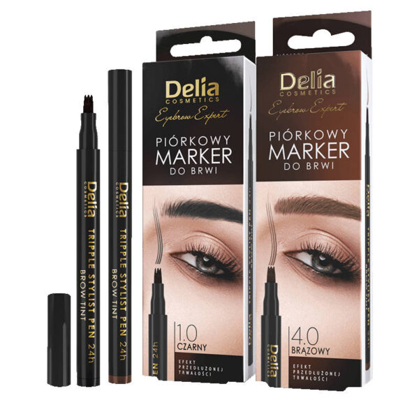 Delia Cosmetics Eyebrow Expert Piórkowy Marker do brwi - kolor czarny