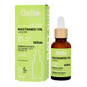 Delia Cosmetics NIACINAMIDE 10%+ZINC Serum normalizujące do twarzy,szyi i dekoltu na dzień i noc 30ml