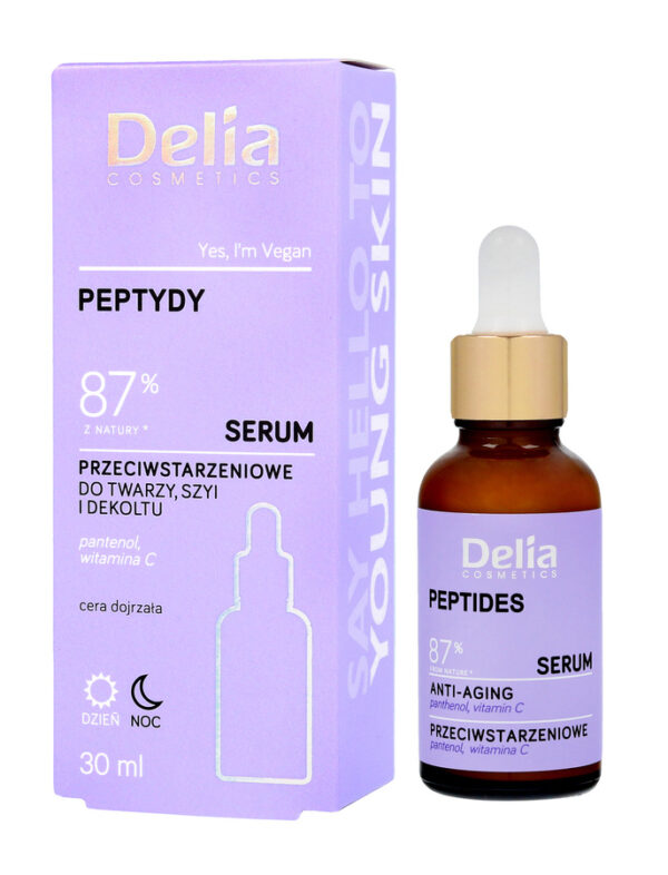 Delia Cosmetics PEPTYDY Serum przeciwstarzeniowe do twarzy,szyi i dekoltu na dzień i noc 30ml