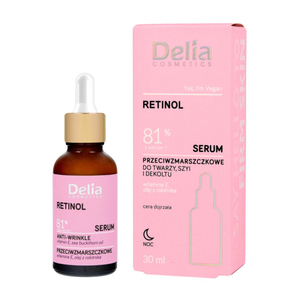 Delia Cosmetics RETINOL Serum przeciwzmarszczkowe do twarzy,szyi i dekoltu na noc 30ml