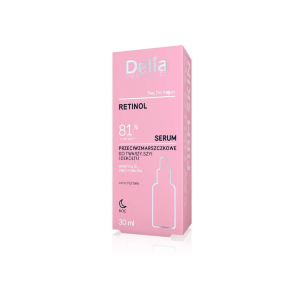 Delia Cosmetics RETINOL Serum przeciwzmarszczkowe do twarzy,szyi i dekoltu na noc 30ml