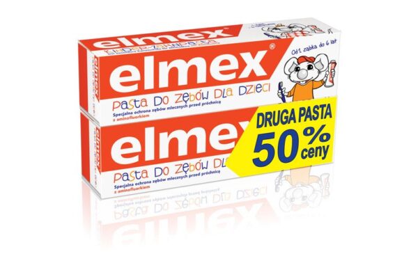 Elmex Pasta do zębów Dla Dzieci 0 do 6 lat + druga 50%  50mlx2