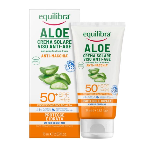 Equilibra Aloe Solare Krem do twarzy przeciwsłoneczny SPF50+ UVA/UVB 75ml