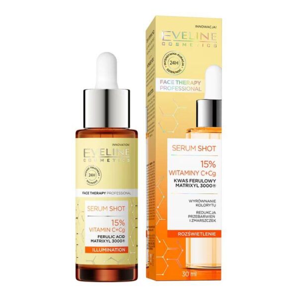 Eveline Face Therapy Professional Serum Shot Kuracja 15% witaminy C + Cg na twarz, szyję i dekolt 30ml