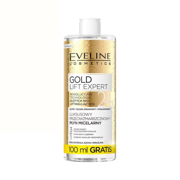 Eveline Gold Lift Expert Luksusowy Przeciwzmarszczkowy Płyn micelarny 3w1  500ml