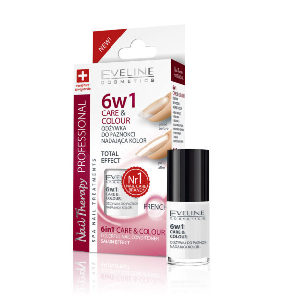 Eveline Nail Therapy Lakier odżywka 6w1 Care & Colour French  5ml