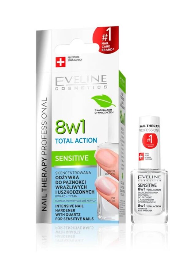 Eveline Nail Therapy Lakier odżywka Total Action 8w1 Sensitive  12ml