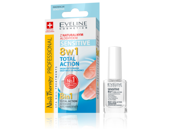 Eveline Nail Therapy Lakier odżywka Total Action 8w1 Sensitive  12ml - obrazek 2