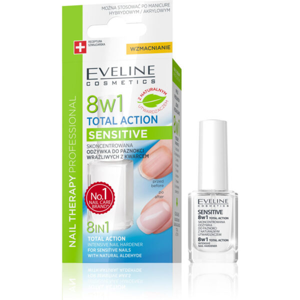 Eveline Nail Therapy Lakier odżywka Total Action 8w1 Sensitive  12ml