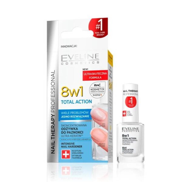 Eveline Nail Therapy Lakier odżywka do paznokci 8w1 Total Action 12ml