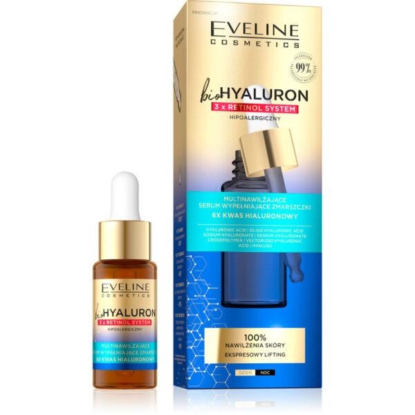 Eveline bioHYALURON 3xRetinol System Multinawilżające Serum wypełniające zmarszczki 18ml