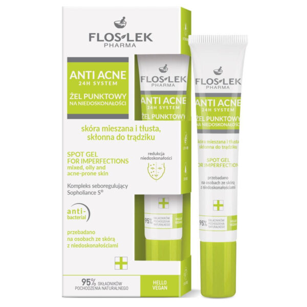 FLOSLEK ANTI ACNE Żel punktowy na niedoskonałości do skóry mieszanej, tłustej i skłonnej do trądziku 20 ml