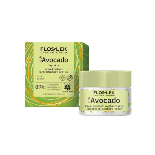 FLOSLEK richAvocado Krem-komfort wygładzający SPF15 na dzień – skóra sucha 50ml