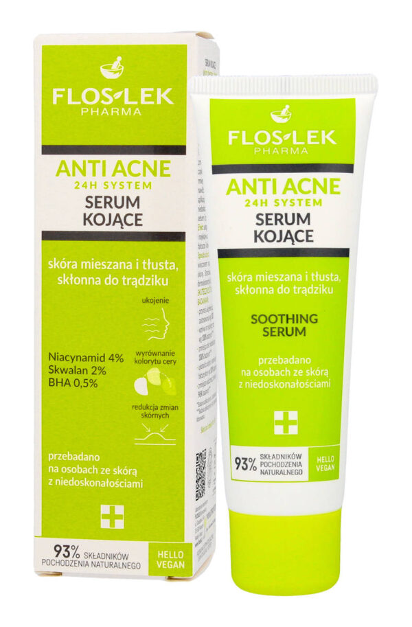 Floslek ANTI ACNE 24H SYSTEM Serum kojące do cery mieszanej,tłustej skłonnej do trądziku 50ml - obrazek 2