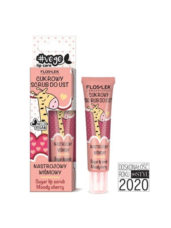 Floslek Lip Care Vege Cukrowy Scrub do ust Nastrojowy Wiśniowy 14g