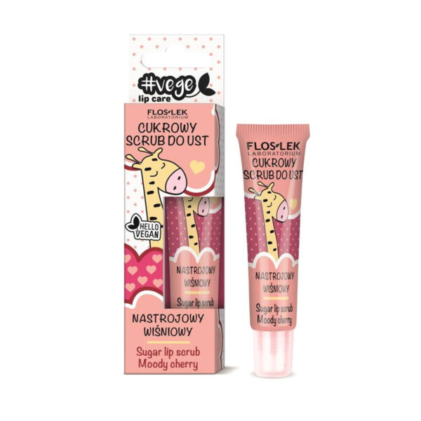 Floslek Lip Care Vege Cukrowy Scrub do ust Nastrojowy Wiśniowy 14g