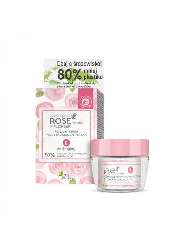 Floslek Rose for Skin Różany Krem przeciwzmarszczkowy na noc ECO zestaw 50ml