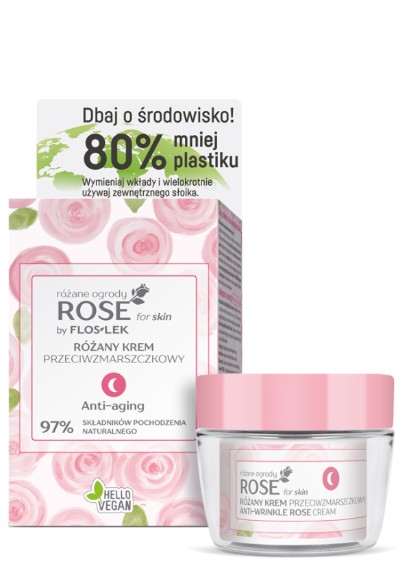 Floslek Rose for Skin Różany Krem przeciwzmarszczkowy na noc ECO zestaw 50ml - obrazek 2