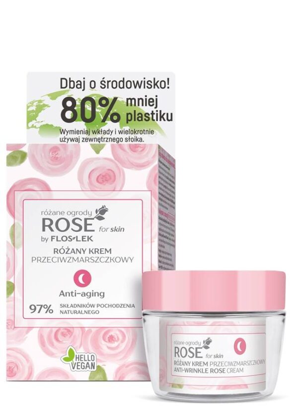 Floslek Rose for Skin Różany Krem przeciwzmarszczkowy na noc ECO zestaw 50ml - obrazek 3