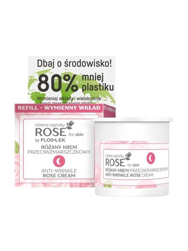 Floslek Rose for Skin Różany Krem przeciwzmarszczkowy na noc - wymienny wkład 50ml