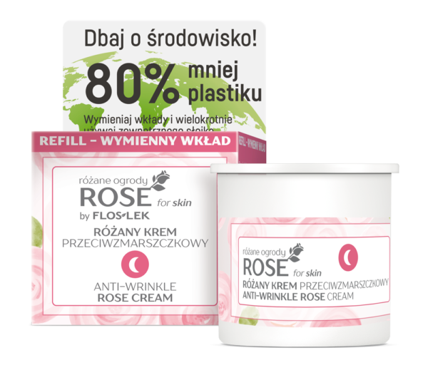 Floslek Rose for Skin Różany Krem przeciwzmarszczkowy na noc - wymienny wkład 50ml - obrazek 2