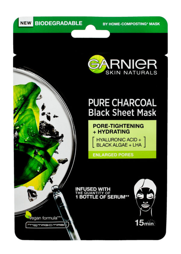 Garnier Skin Naturals Pure Charcoal Maska w płacie Black Tissue - Czarna Alga  28g