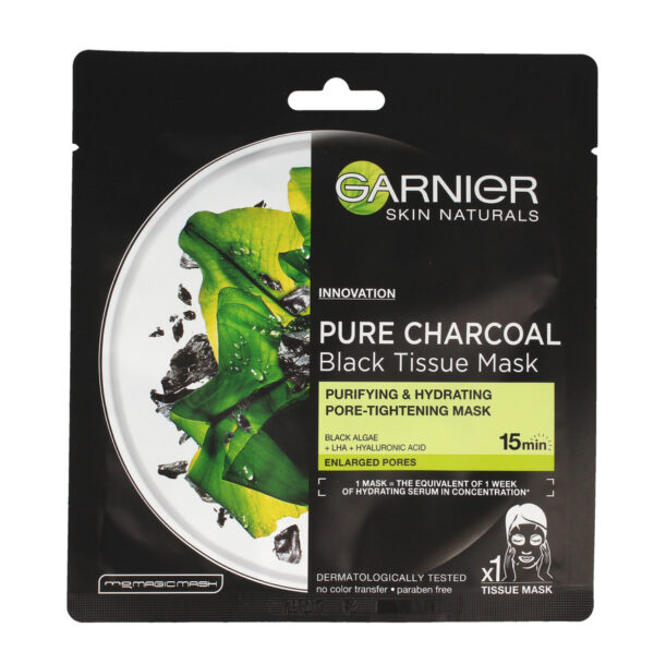 Garnier Skin Naturals Pure Charcoal Maska w płacie Black Tissue - Czarna Alga  28g - obrazek 2