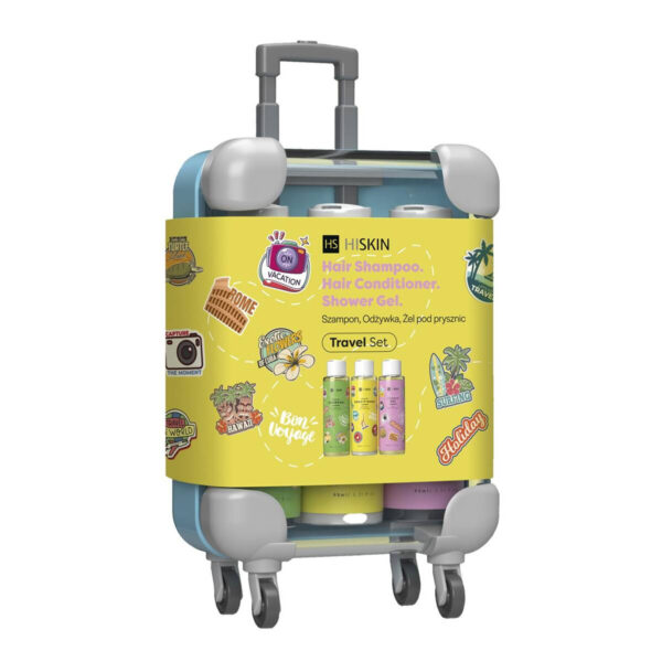 HISKIN Travel Set Zestaw podróżny – walizka (szampon+odżywka+żel pod prysznic 95mlx3)