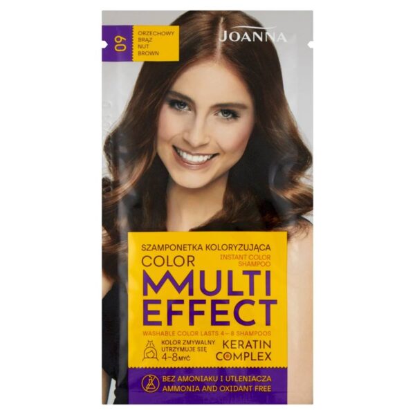 Joanna Multi Effect Color Keratin Complex Szamponetka 09 Orzechowy Brąz  35g