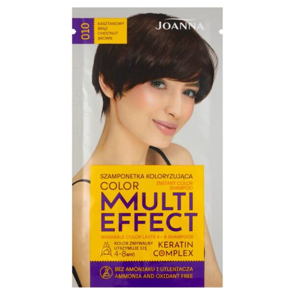 Joanna Multi Effect Color Keratin Complex Szamponetka 10 Kasztanowy Brąz  35g