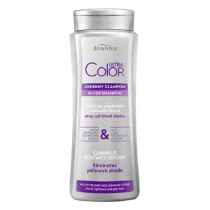 Joanna Ultra Color Srebrny Szampon do włosów eliminujący żółtawy odcień – srebrne i popielate odcienie blond 400ml