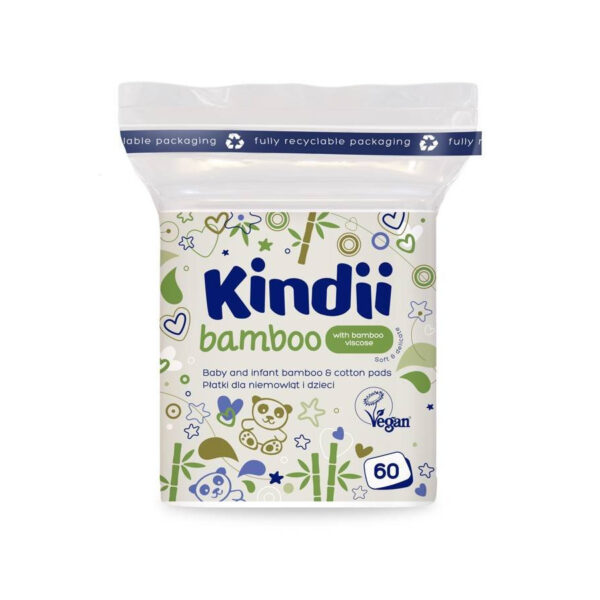 Kindii Bamboo Bambusowe Płatki kosmetyczne dla dzieci i niemowląt 60 szt.