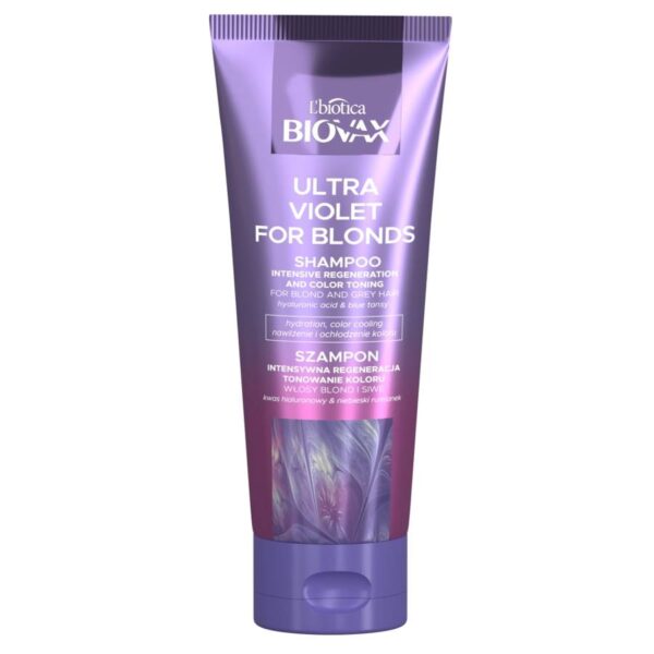 L'BIOTICA Biovax Ultra Violet for Blonds Szampon Intensywna Regeneracja i Tonowanie Koloru do włosów blond i siwych 200ml