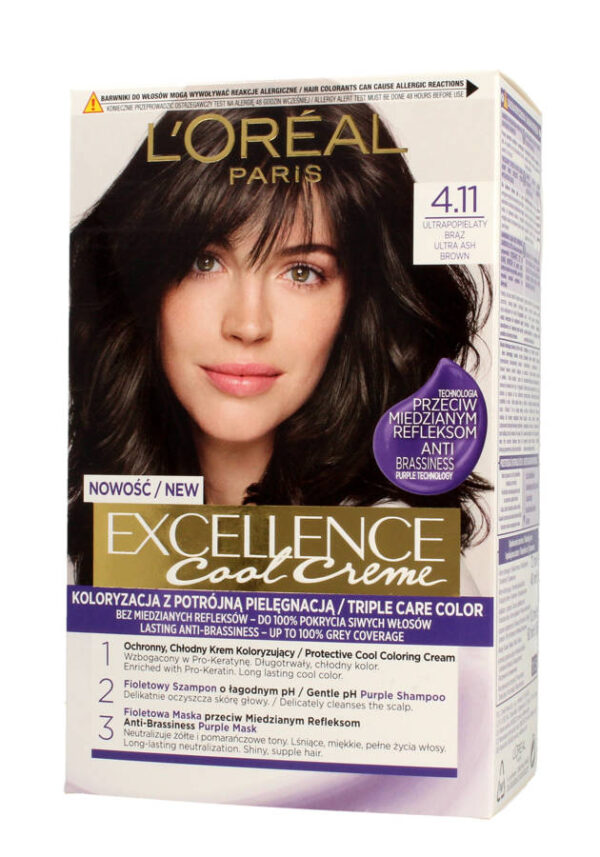 Loreal Excellence Cool Creme Krem koloryzujący 4.11 Ultra Popielaty Brąz