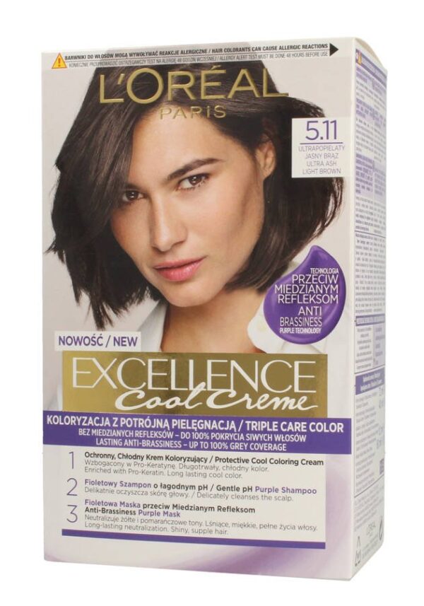 Loreal Excellence Cool Creme Krem koloryzujący 5.11 Ultra Popielaty Jasny Brąz