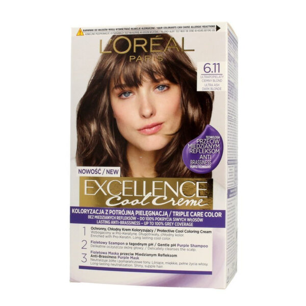 Loreal Excellence Cool Creme Krem koloryzujący 6.11 Ultra Popielaty Ciemny Blond
