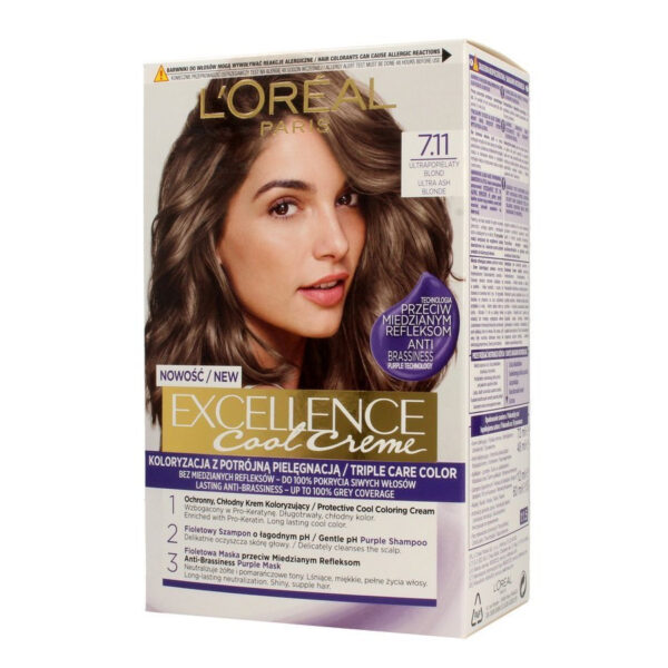 Loreal Excellence Cool Creme Krem koloryzujący 7.11 Ultra Popielaty Blond