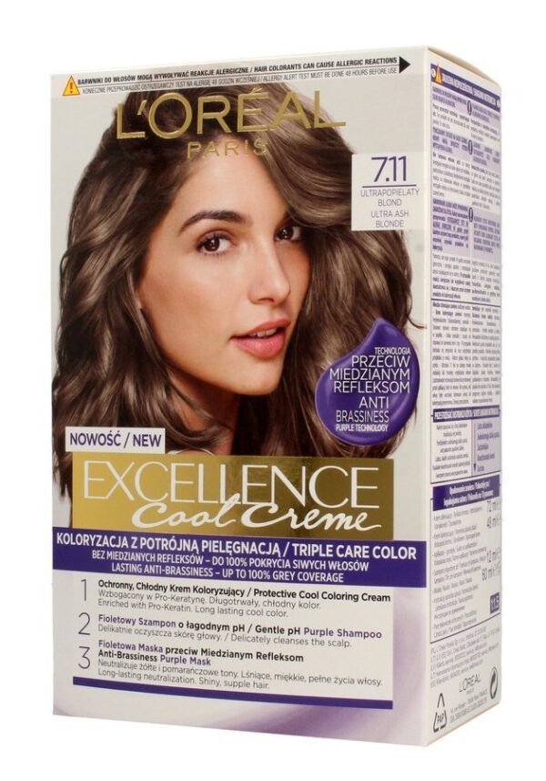 Loreal Excellence Cool Creme Krem koloryzujący 7.11 Ultra Popielaty Blond