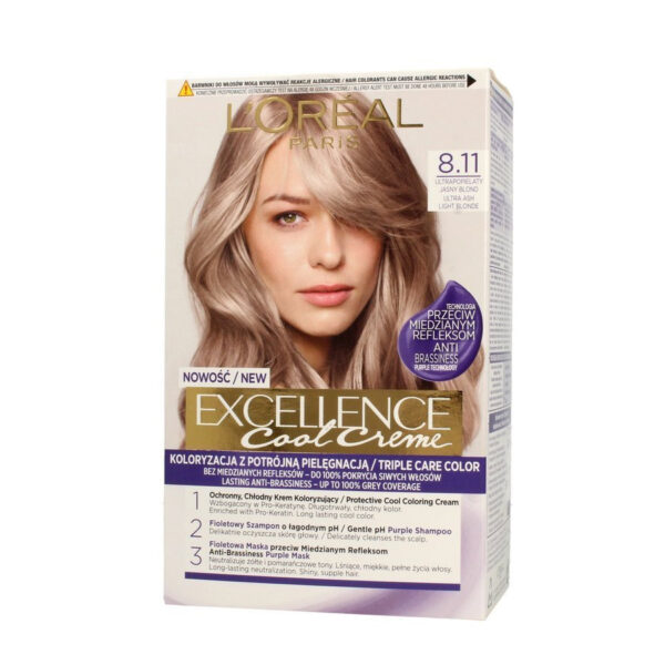 Loreal Excellence Cool Creme Krem koloryzujący 8.11 Ultra Popielaty Jasny Blond