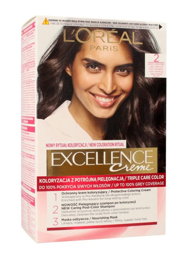 Loreal Excellence Creme Krem koloryzujący 2 Bardzo Ciemny Brąz