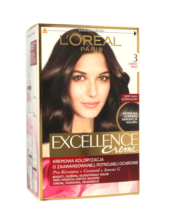 Loreal Excellence Creme Krem koloryzujący 3 ciemny brąz - obrazek 2