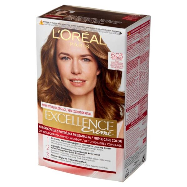 Loreal Excellence Creme Krem koloryzujący 6.03 Świetlisty Ciemny Blond - obrazek 3