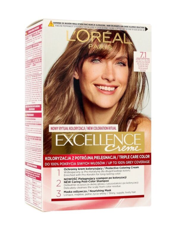 Loreal Excellence Creme Krem koloryzujący 7.1 Popielaty Blond