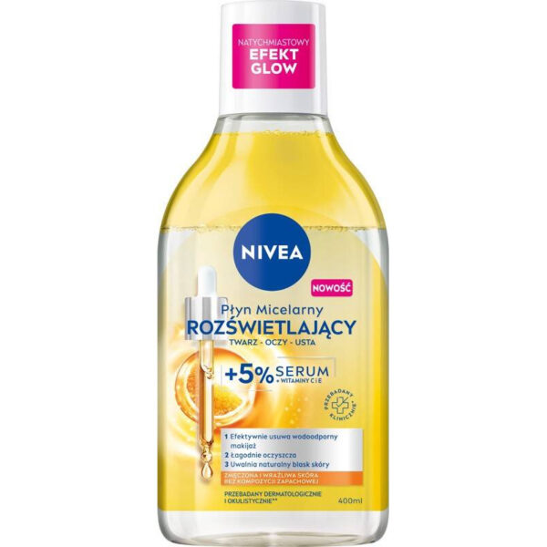 NIVEA Płyn micelarny rozświetlający twarz-oczy-usta + 5% serum 400 ml